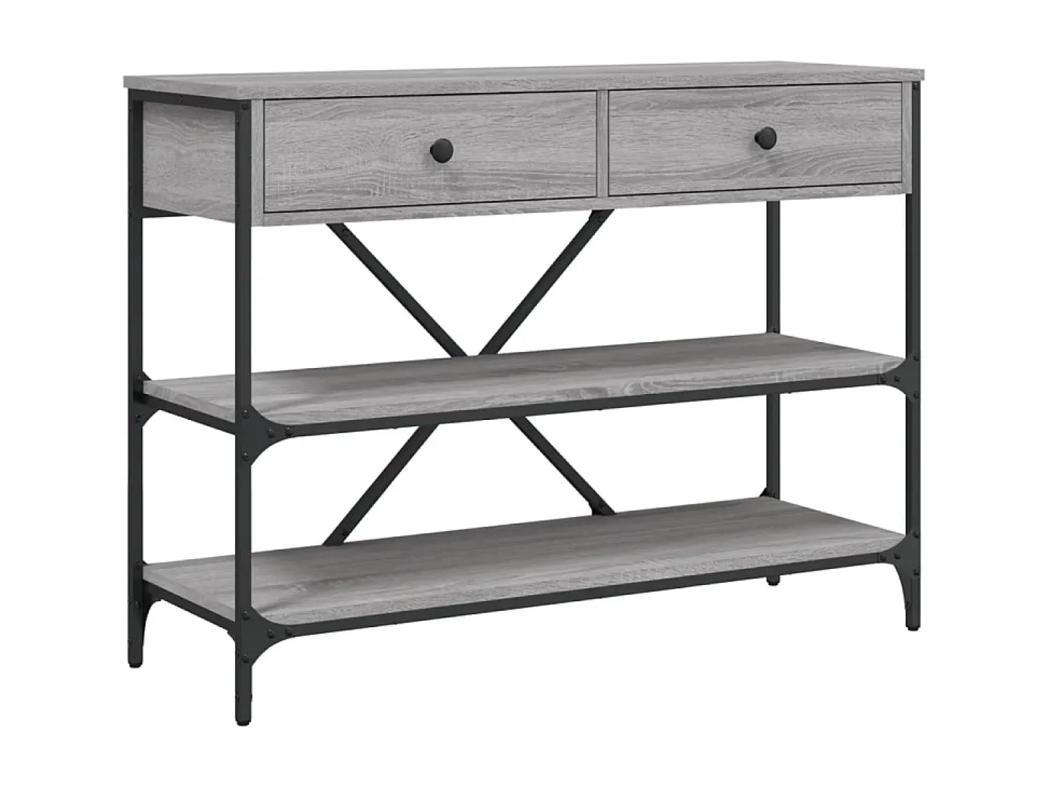 Outlet Mesa consola gavetas/prateleiras deriv. madeira sonoma PT987991 Cinzento