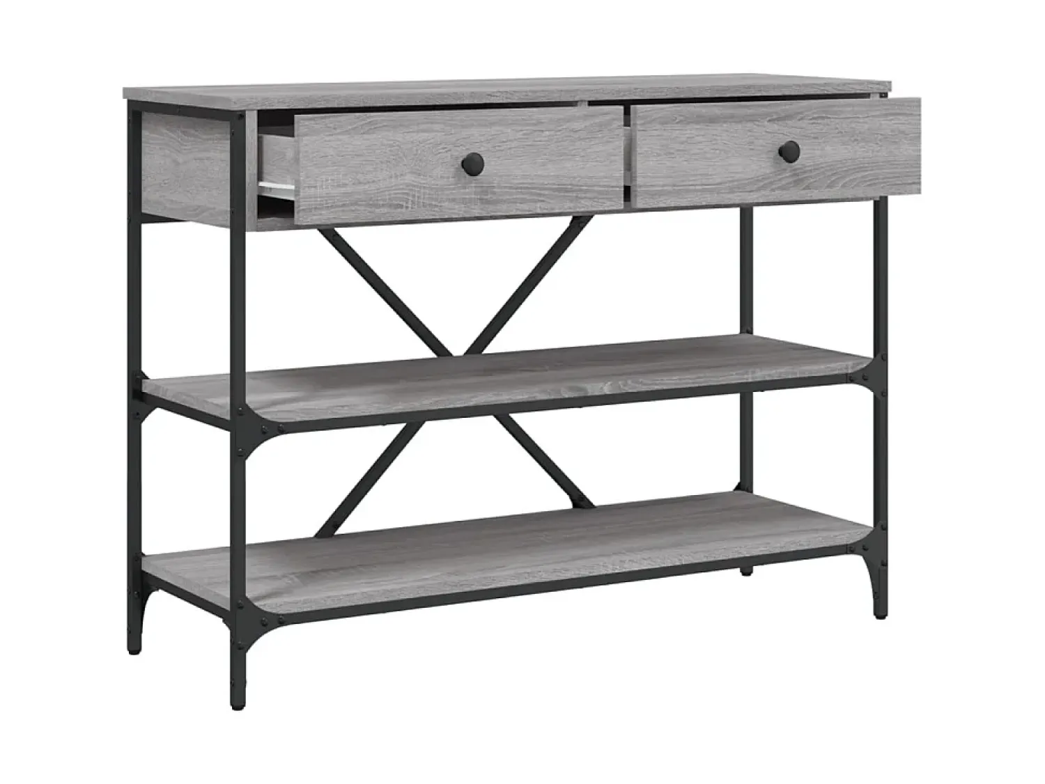 Outlet Mesa consola gavetas/prateleiras deriv. madeira sonoma PT987991 Cinzento