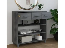 Consola| Mesa consola HAMAR 90x35x90 cm pinho maciço cinza-escuro PT833835 Cinzento
