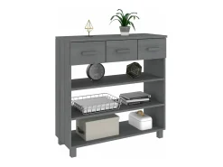 Consola| Mesa consola HAMAR 90x35x90 cm pinho maciço cinza-escuro PT833835 Cinzento