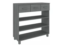 Consola| Mesa consola HAMAR 90x35x90 cm pinho maciço cinza-escuro PT833835 Cinzento