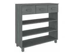 Discount vidaxl Mesa consola HAMAR 90x35x90 cm pinho maciço cinza-escuro Cinzento