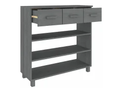 Discount vidaxl Mesa consola HAMAR 90x35x90 cm pinho maciço cinza-escuro Cinzento