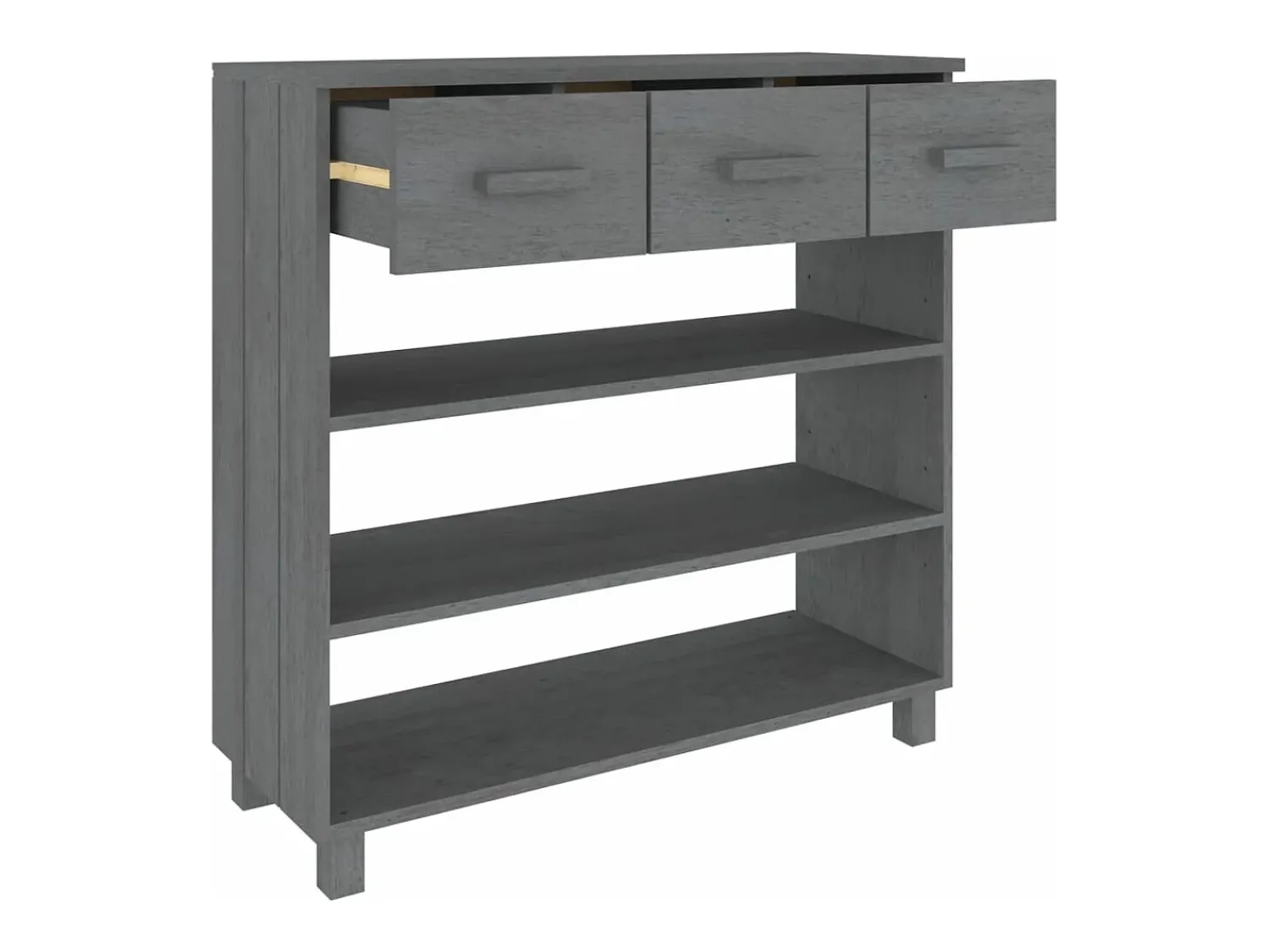 Discount vidaxl Mesa consola HAMAR 90x35x90 cm pinho maciço cinza-escuro Cinzento