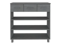 Discount vidaxl Mesa consola HAMAR 90x35x90 cm pinho maciço cinza-escuro Cinzento