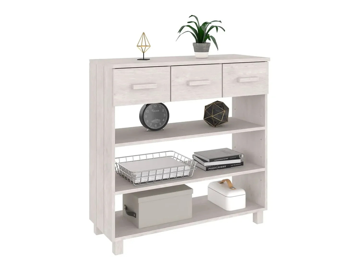Consola| Mesa consola HAMAR 90x35x90 cm pinho maciço PT988819 Branco