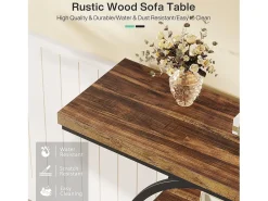 Consola|Tribesigns Mesa consola industrial de 41,5" com 4 níveis e base circular, mesas laterais estreitas de madeira com prateleiras de arrumação para sala de estar, corredor, hall de entrada, castanho rústico Natural escuro