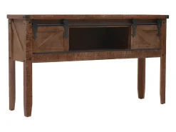 Mesa consola madeira de abeto maciça 131x35,5x75 cm PT786170 Castanho