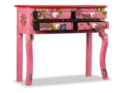Consola| Mesa consola madeira mangueira maciça pintada à mão PT336754 Rosa