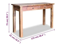 Consola| Mesa consola madeira reciclada maciça 123x42x75 cm PT996370 Castanho