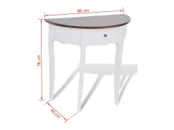 Consola* Mesa consola meia-lua com gaveta e tampo castanho PT310211 Branco