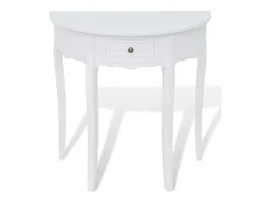 Consola|vidaxl Mesa consola meia-lua com gaveta Branco