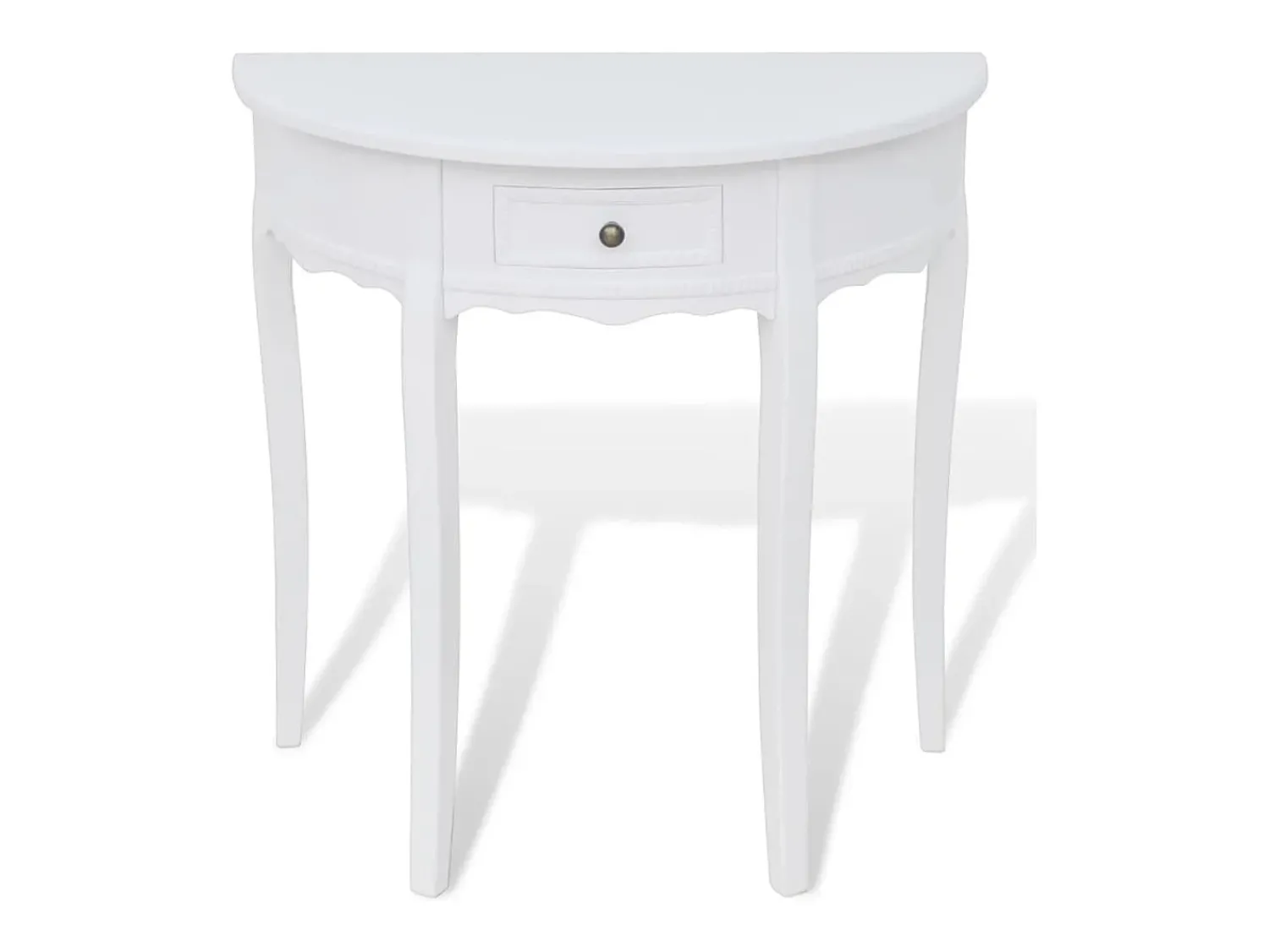 Consola|vidaxl Mesa consola meia-lua com gaveta Branco