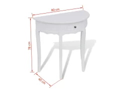 Consola|vidaxl Mesa consola meia-lua com gaveta Branco