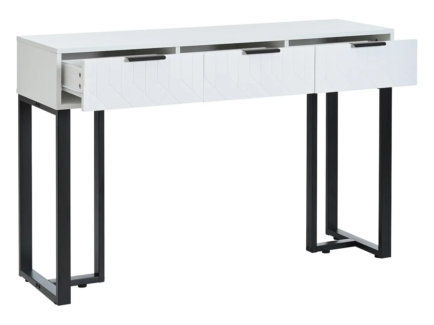 Consola*ModernLuxe Mesa consola moderna, com 2 gavetas, pés ajustáveis, Branco e Preto Preto / Branco
