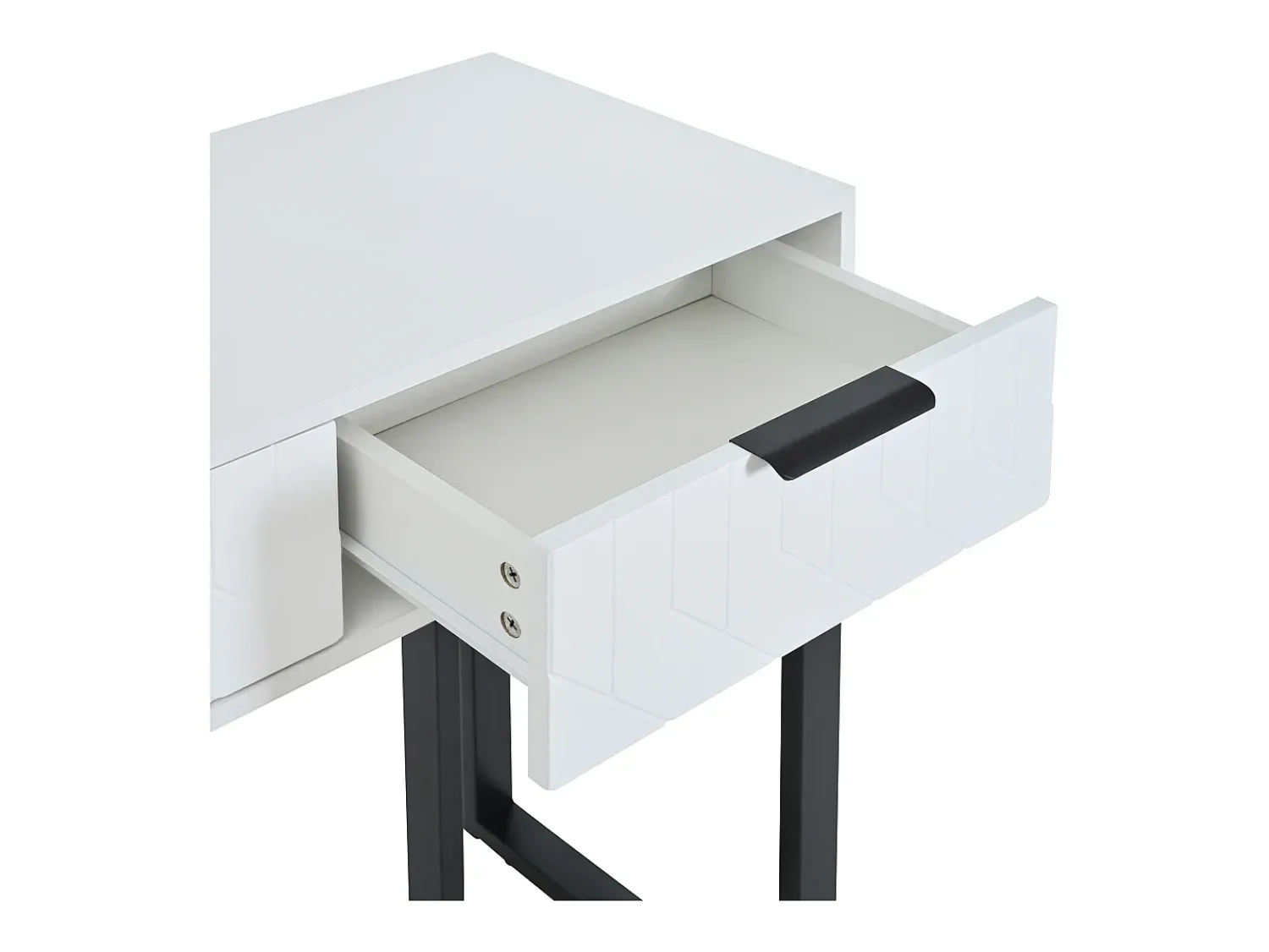 Consola*ModernLuxe Mesa consola moderna, com 2 gavetas, pés ajustáveis, Branco e Preto Preto / Branco