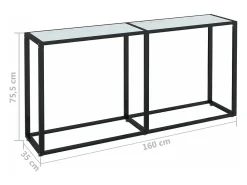 Clearance vidaxl Mesa consola mármore 160x35x75,5 cm vidro temperado Branco