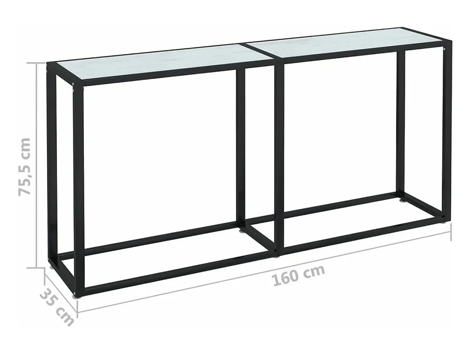 Clearance vidaxl Mesa consola mármore 160x35x75,5 cm vidro temperado Branco