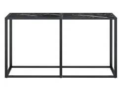 Consola| Mesa consola mármore 140x35x75,5 cm vidro temperado PT264886 Preto