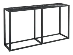 Consola| Mesa consola mármore 140x35x75,5 cm vidro temperado PT264886 Preto