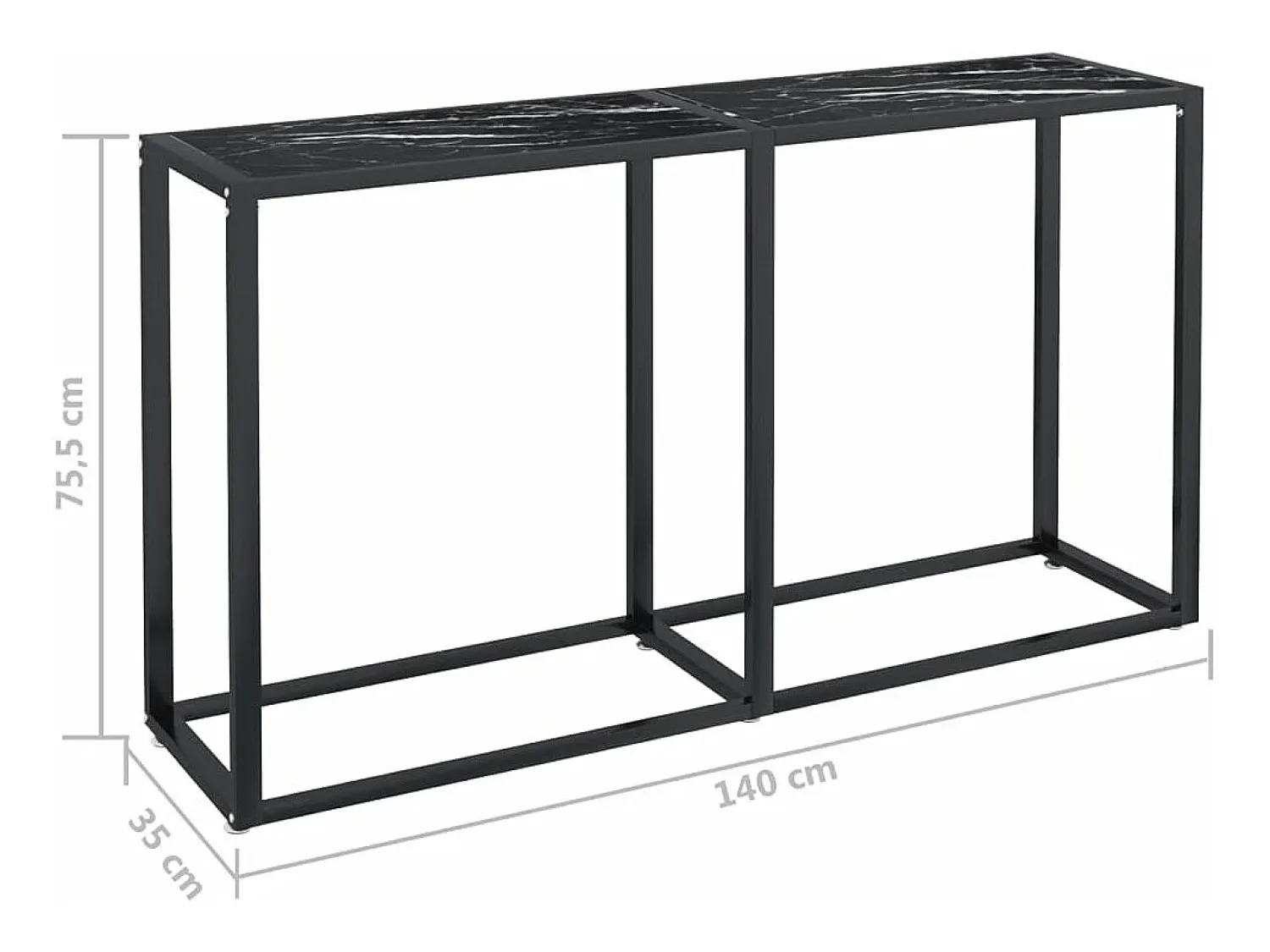 Hot vidaxl Mesa consola mármore 140x35x75,5 cm vidro temperado Preto