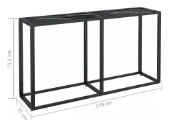 Hot vidaxl Mesa consola mármore 140x35x75,5 cm vidro temperado Preto