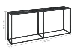 vidaxl Mesa consola mármore 180x35x75,5 cm vidro temperado^ Consola