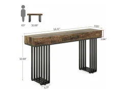 Consola*Tribesigns Mesa consola para entrada, mesa consola para entrada no corredor com estrutura metálica em estilo industrial elegante, mesa consola de madeira para sala de estar, entrada, corredor (140 cm, ) Castanho