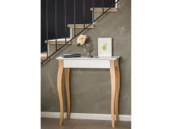 Mesa Consola Pequena 65 x 35 cm Lillo Branco Giz^ Consola