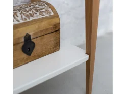 Consola* Mesa Consola Pequena Com Prateleira 65 x 35 cm Mimo Castanho Bege