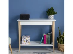 Consola* Mesa Consola Pequena Com Prateleira 65 x 35 cm Mimo Branca Branco