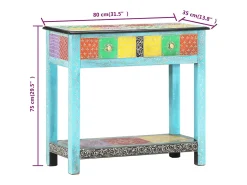 Clearance vidaxl Mesa consola pintada à mão 80x35x75 cm mangueira maciça Multicor