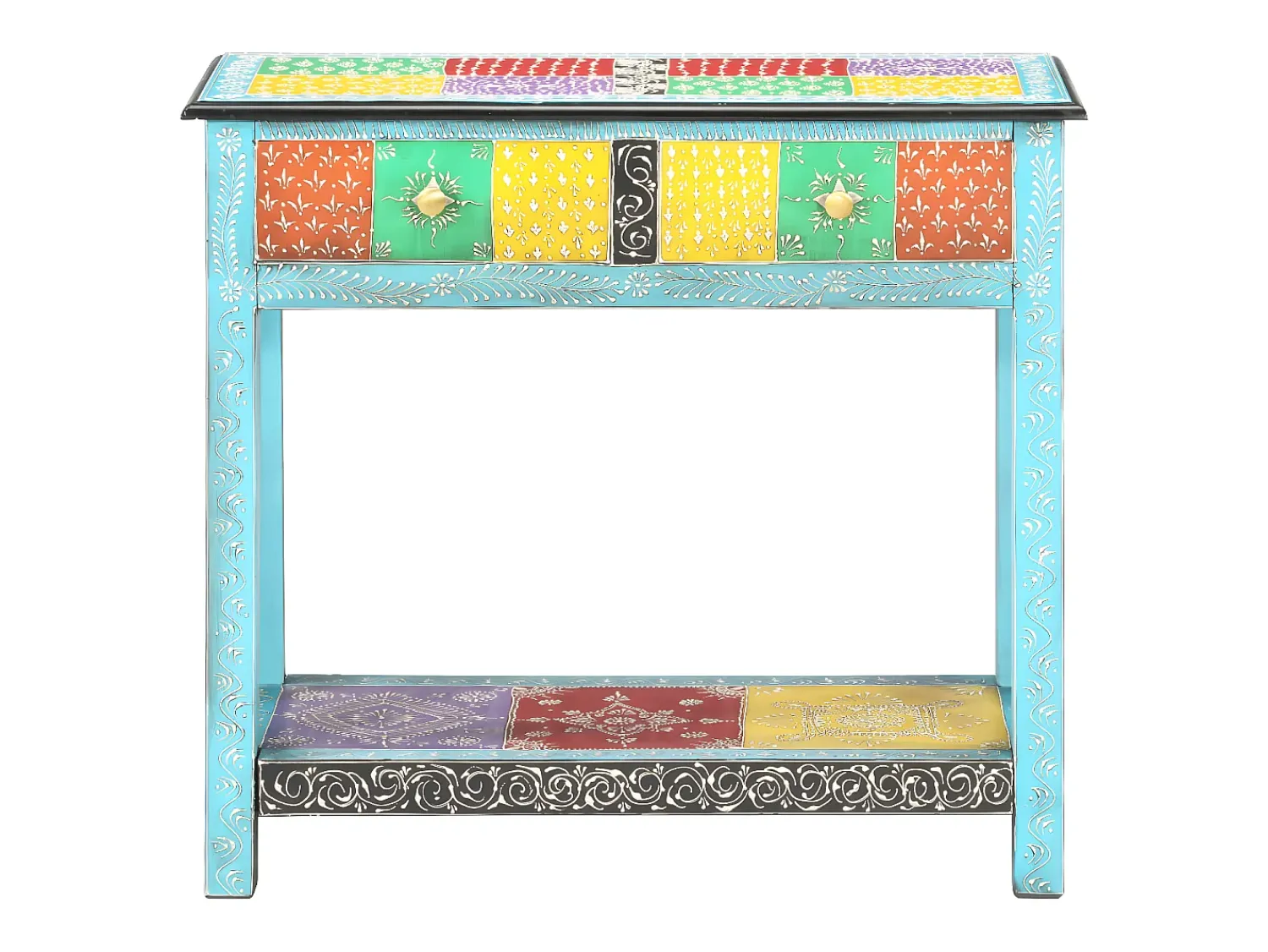 Consola* Mesa consola pintada à mão 80x35x75 cm mangueira maciça PT574825 Multicor