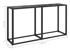 Consola*vidaxl Mesa consola 140x35x75,5 cm vidro temperado Preto