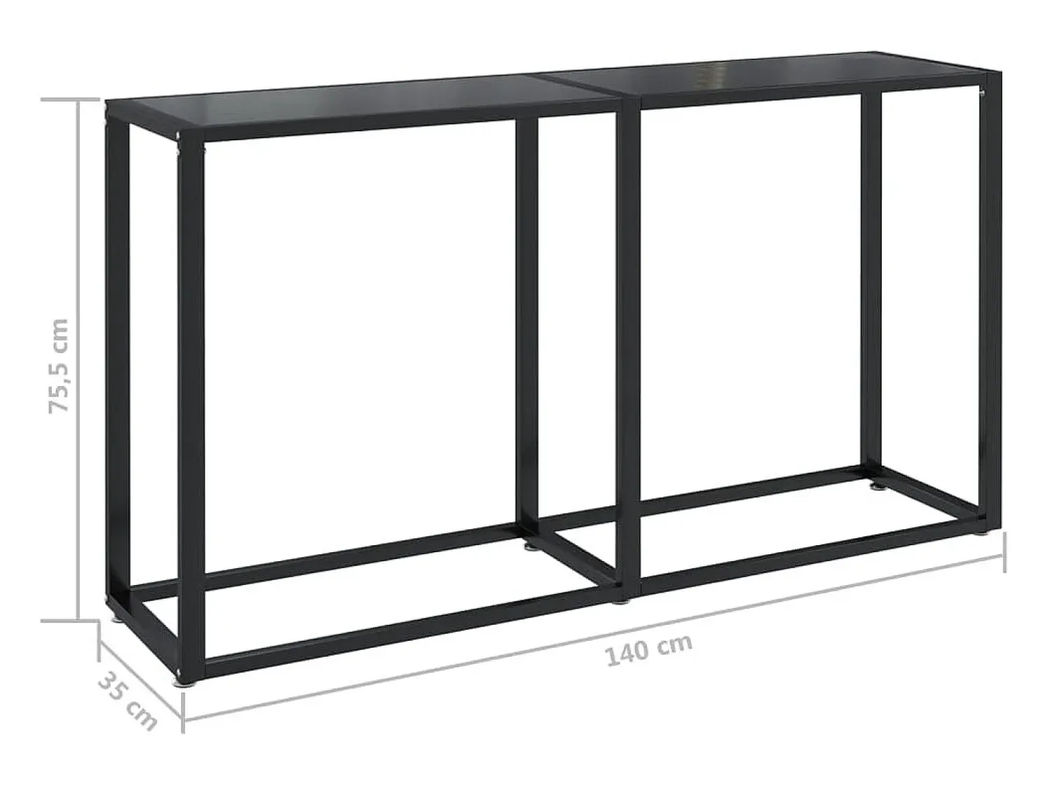 Consola*vidaxl Mesa consola 140x35x75,5 cm vidro temperado Preto