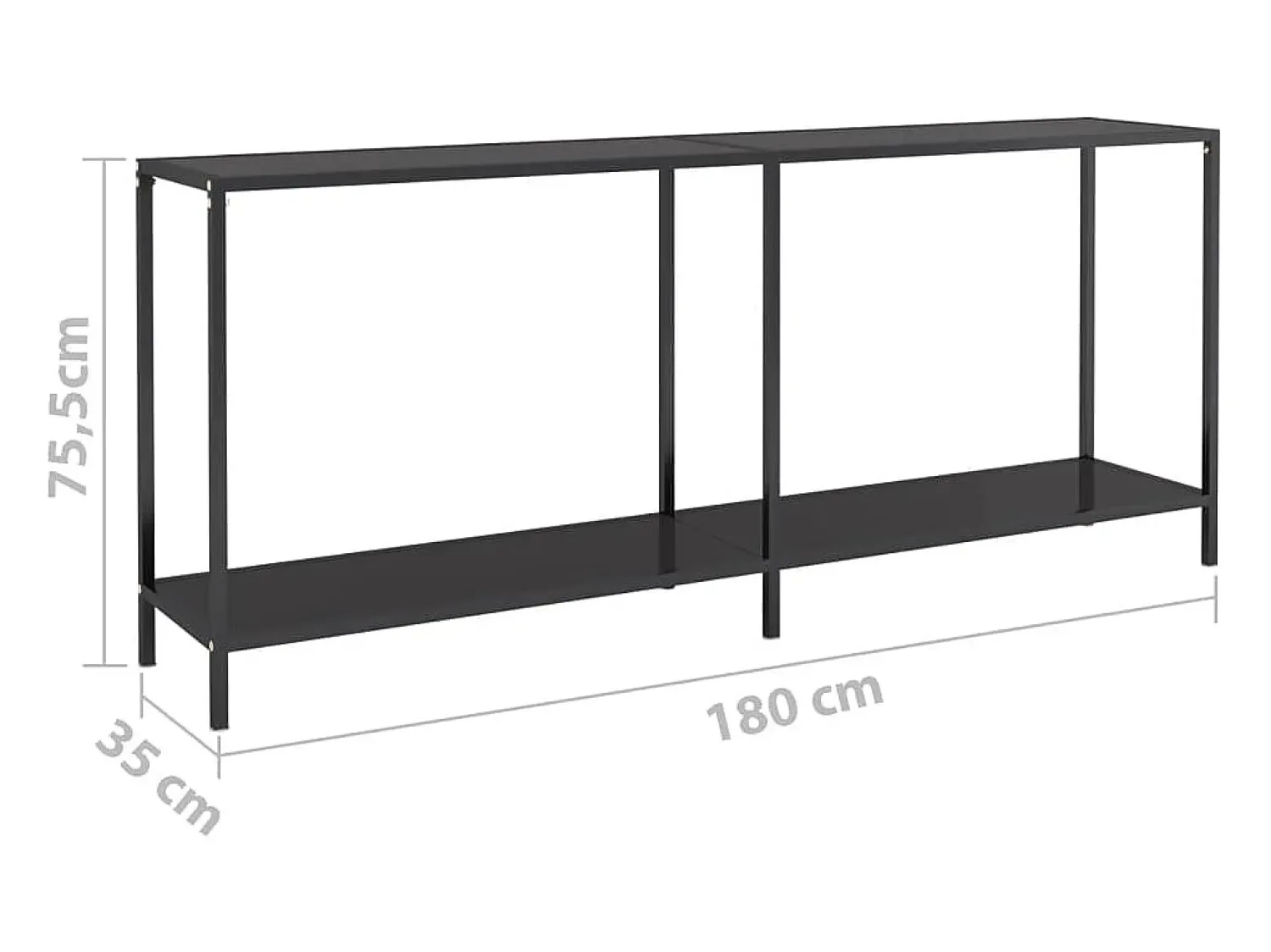 vidaxl Mesa consola 180x35x75,5 cm vidro temperado^ Consola