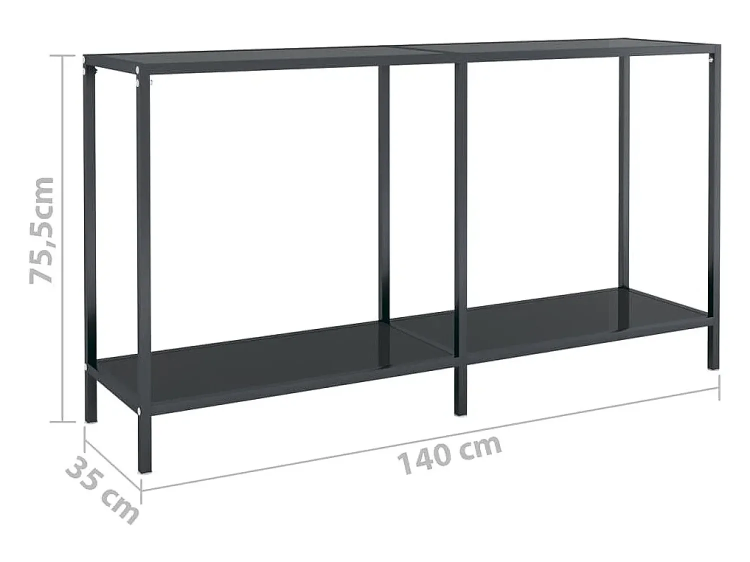 vidaxl Mesa consola 140x35x75,5 cm vidro temperado^ Consola