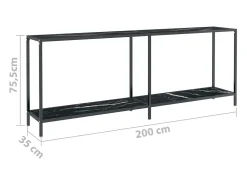 Best vidaxl Mesa consola 200x35x75,5 cm vidro temperado Preto