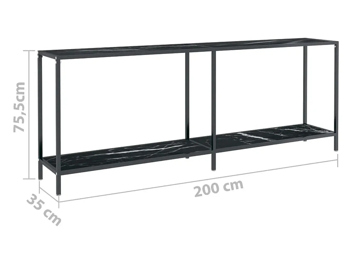 Best vidaxl Mesa consola 200x35x75,5 cm vidro temperado Preto