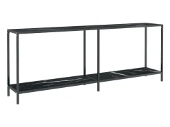 Consola* Mesa consola 200x35x75,5 cm vidro temperado PT420912 Preto