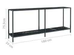 vidaxl Mesa consola 180x35x75,5 cm vidro temperado^ Consola