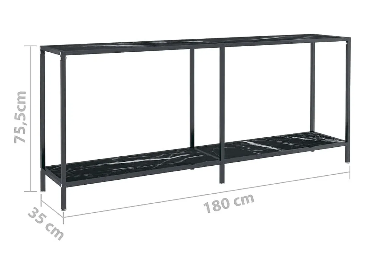 vidaxl Mesa consola 180x35x75,5 cm vidro temperado^ Consola