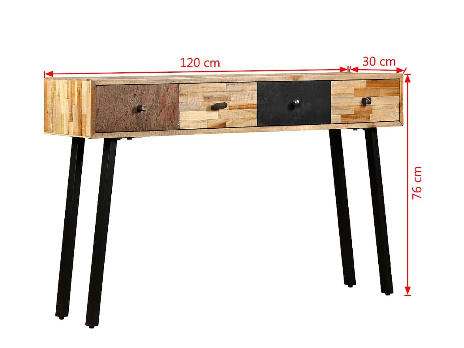Consola*vidaxl Mesa consola teca reciclada maciça 120x30x76 cm Multicor