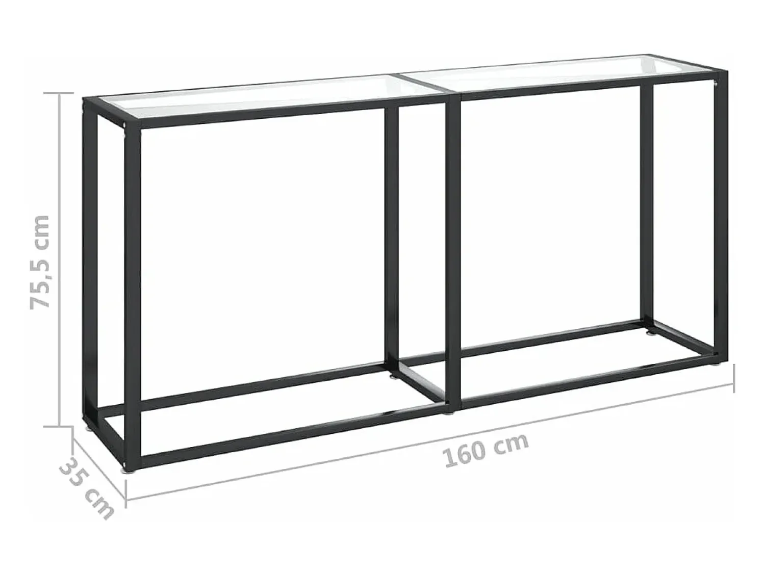Consola|vidaxl Mesa consola 160x35x75,5 cm vidro temperado Transparente