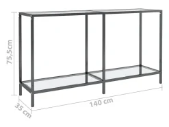 vidaxl Mesa consola 140x35x75,5 cm vidro temperado^ Consola