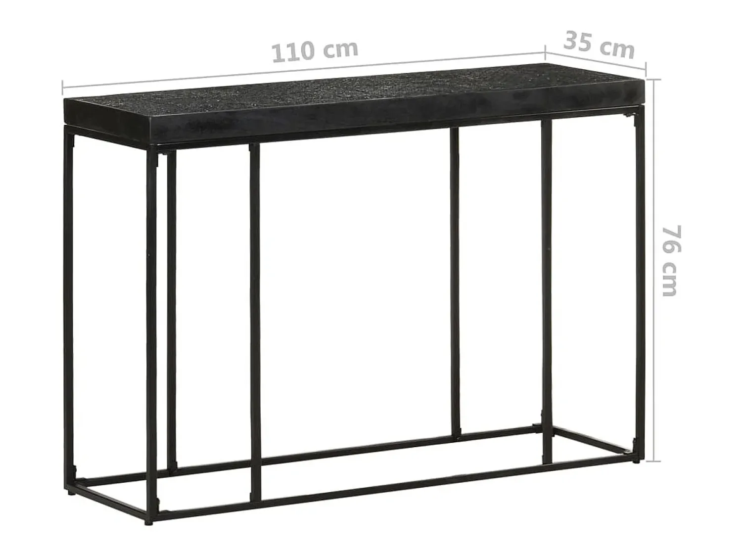 Hot vidaxl Mesa consola 110x35x76 cm acácia maciça e mangueira Preto