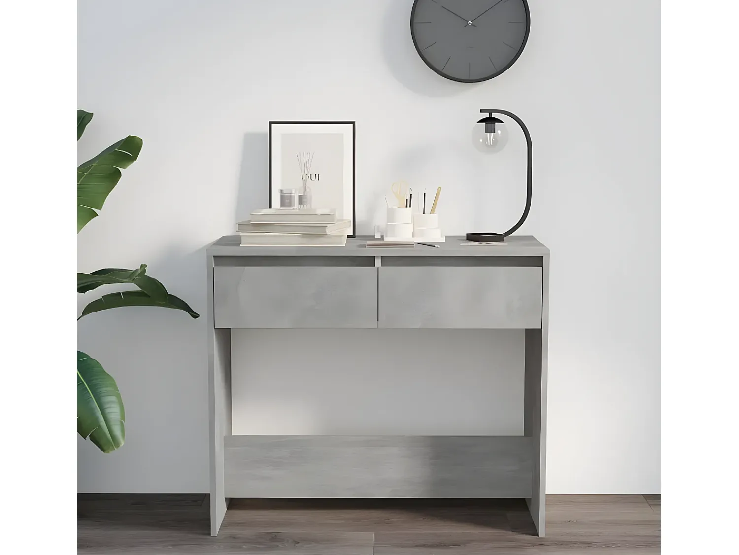 Mesa consola 89x41x76,5 cm aço cimento PT708150^ Consola