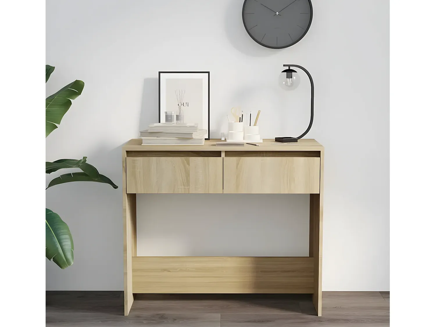 Consola| Mesa consola 89x41x76,5 cm aço cor carvalho sonoma PT964905 Bege