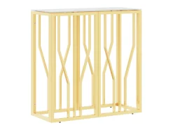 Consola|vidaxl Mesa consola 70x30x70 cm aço inoxidável e vidro Dourado