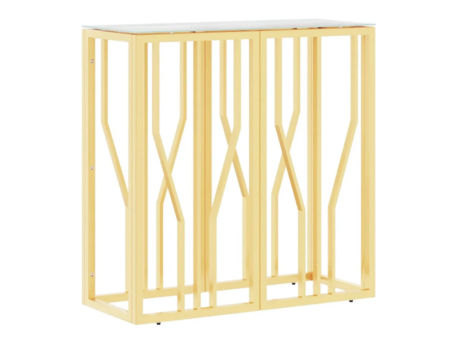 Consola|vidaxl Mesa consola 70x30x70 cm aço inoxidável e vidro Dourado